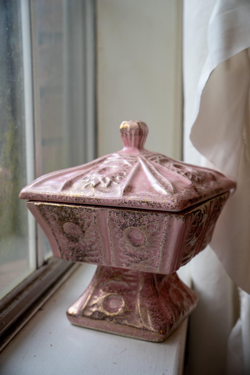 Vintage California Pottery Pink Pedestal Dish