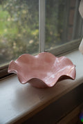 Vintage Pink Scalloped Pottery Dish