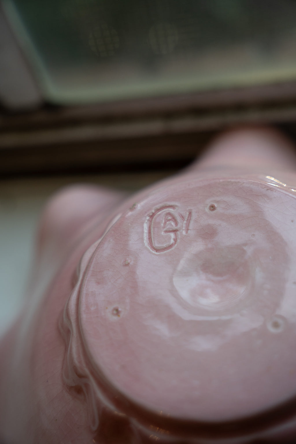 Vintage Pink Scalloped Pottery Dish