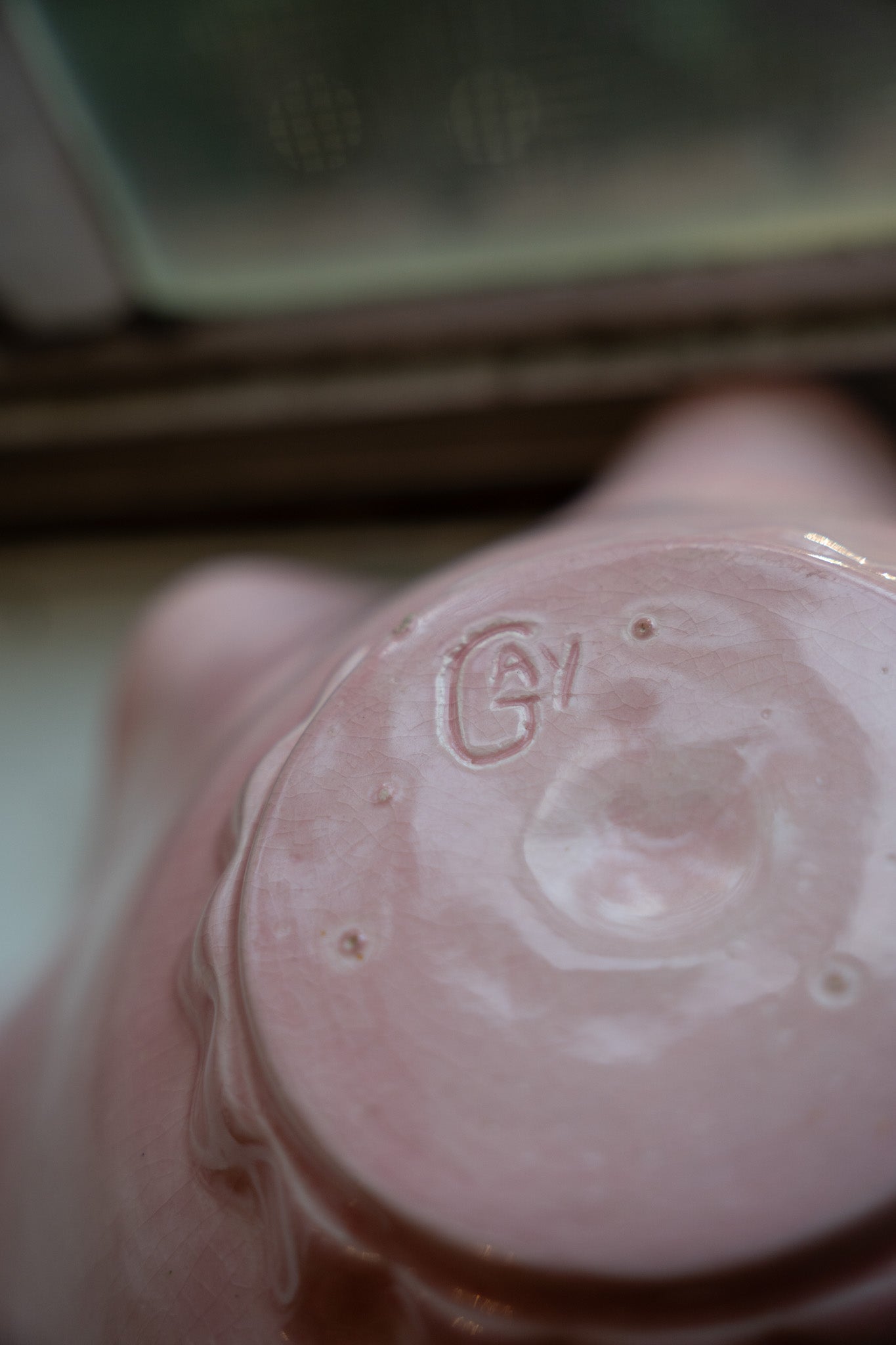 Vintage Pink Scalloped Pottery Dish