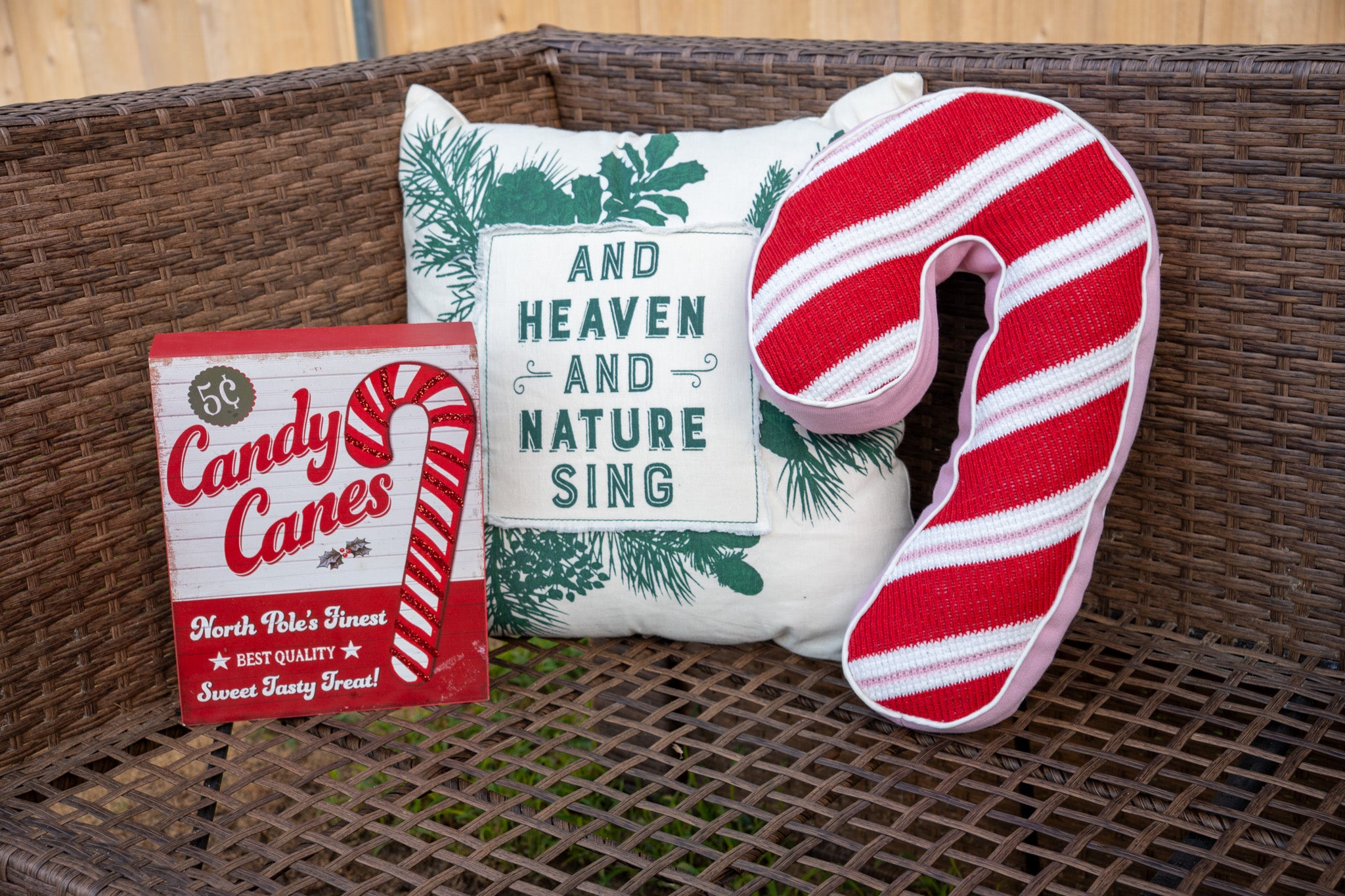Vintage Candy Cane Toss Pillow