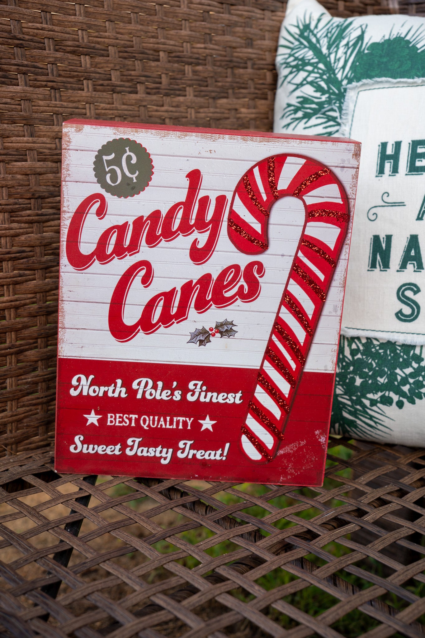 Wooden Candy Cane Sign