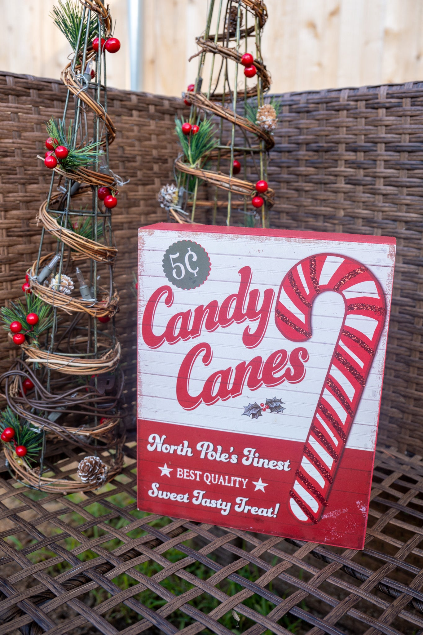 Wooden Candy Cane Sign