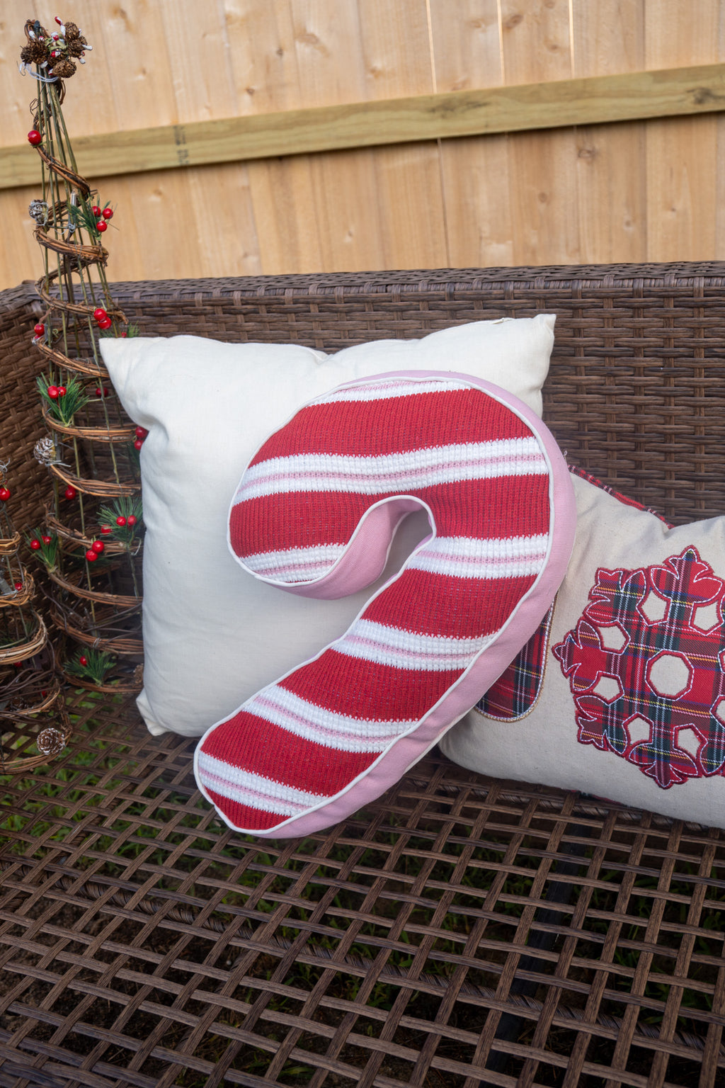 Vintage Candy Cane Toss Pillow