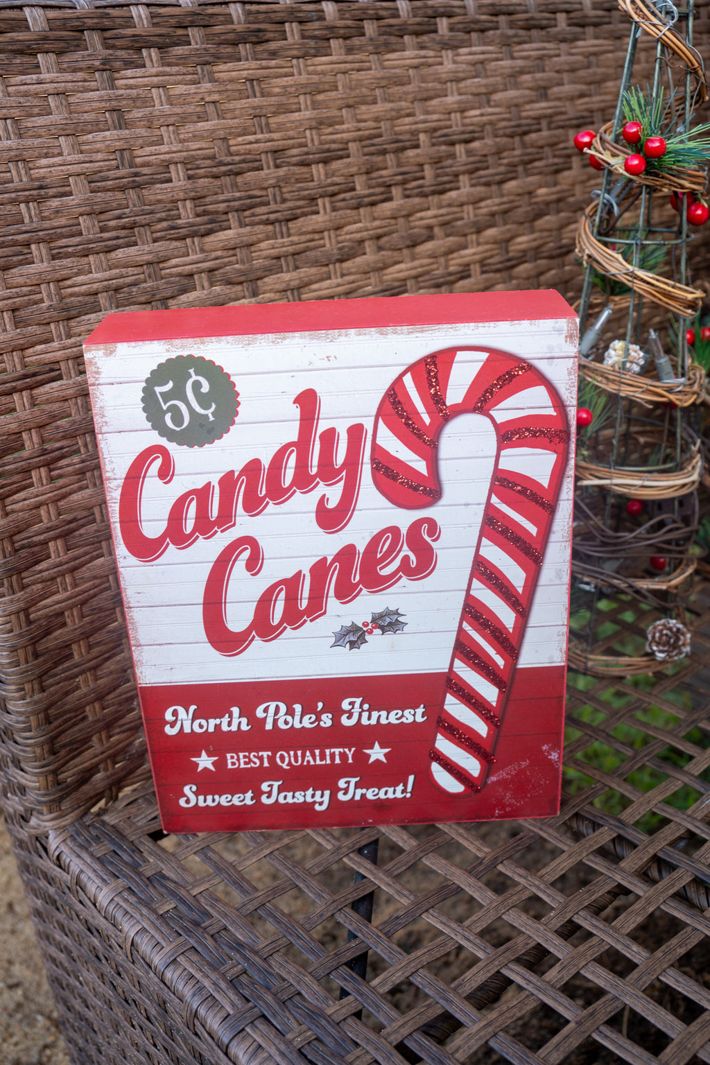 Wooden Candy Cane Sign