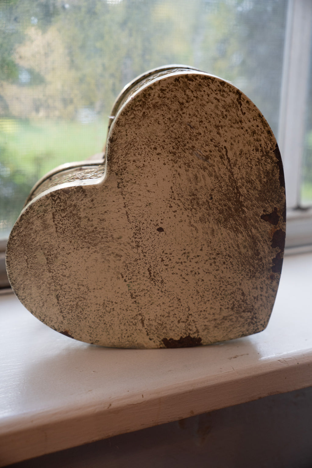 Vintage Heart Shaped Metal Box with Roses