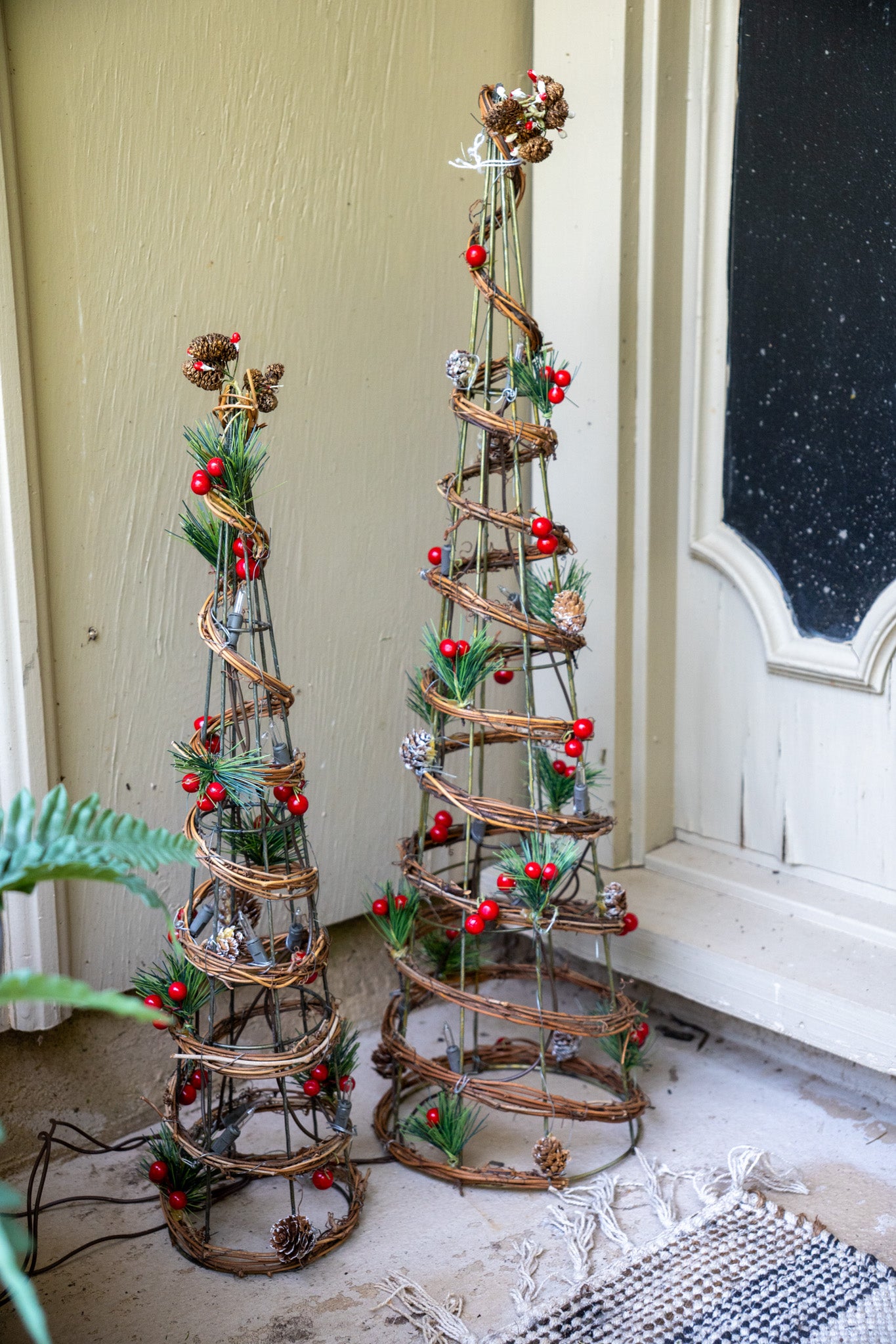 Rustic Light Up Christmas Tree Set