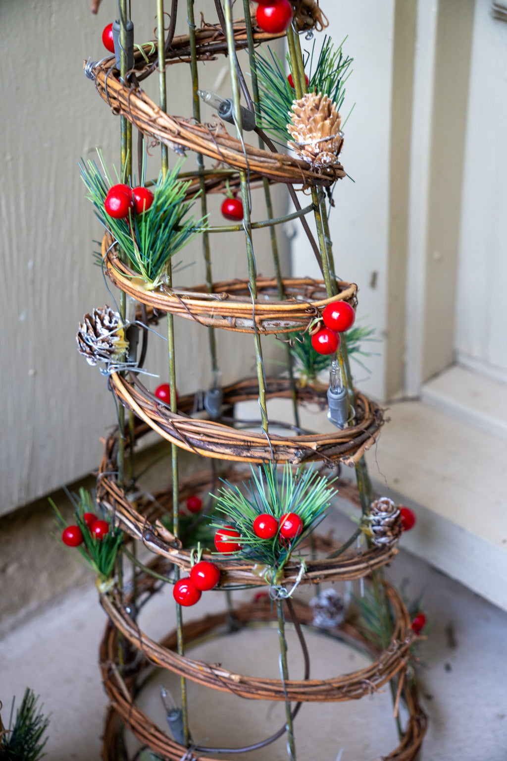 Rustic Light Up Christmas Tree Set