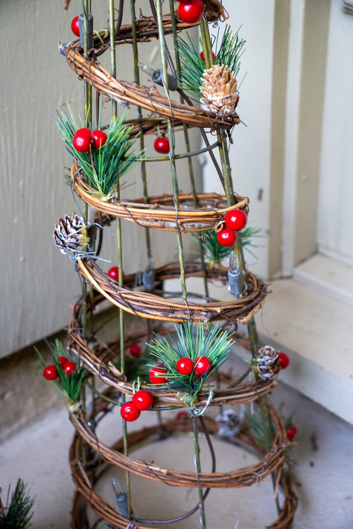 Rustic Light Up Christmas Tree Set