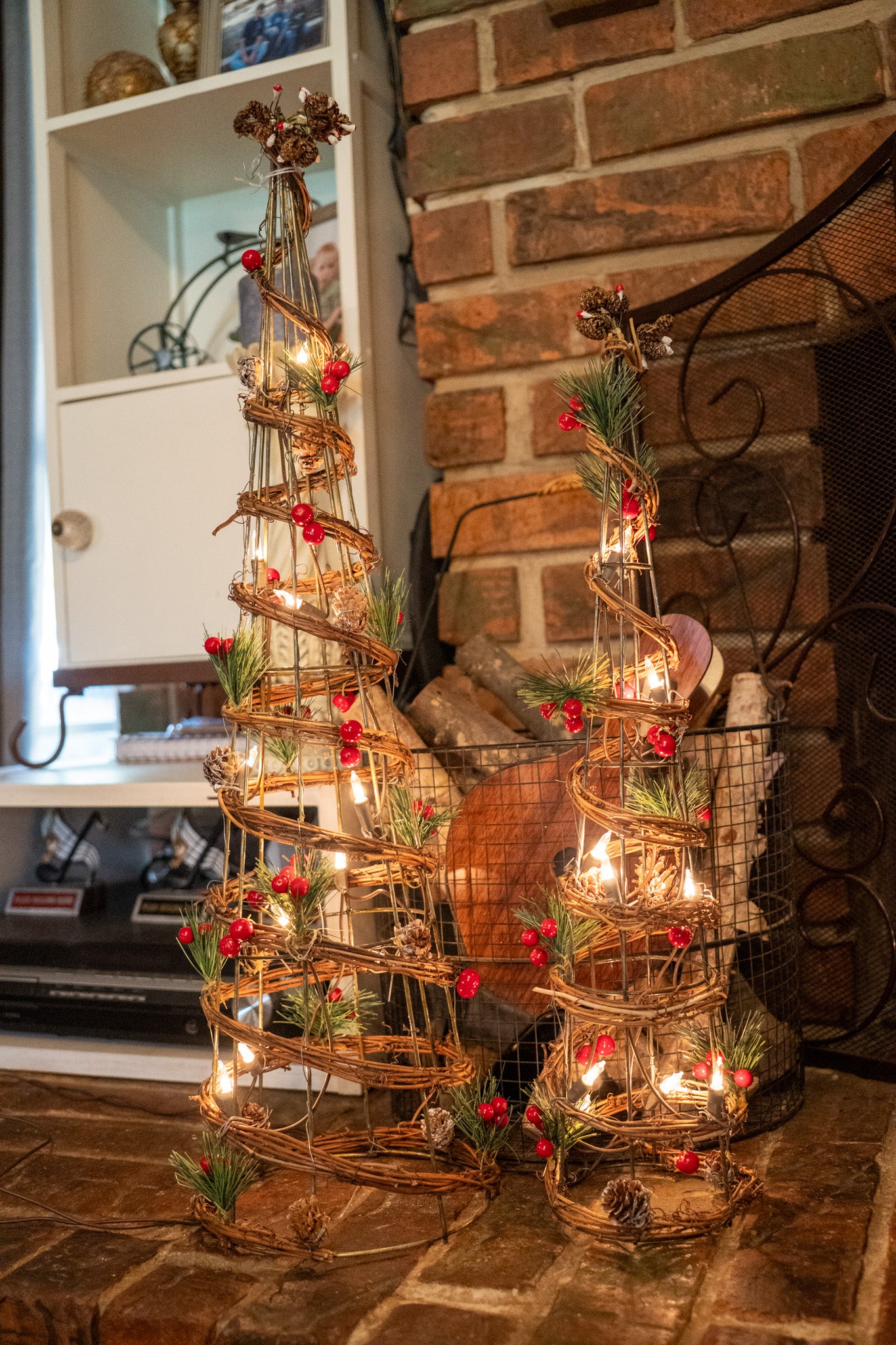 Rustic Light Up Christmas Tree Set