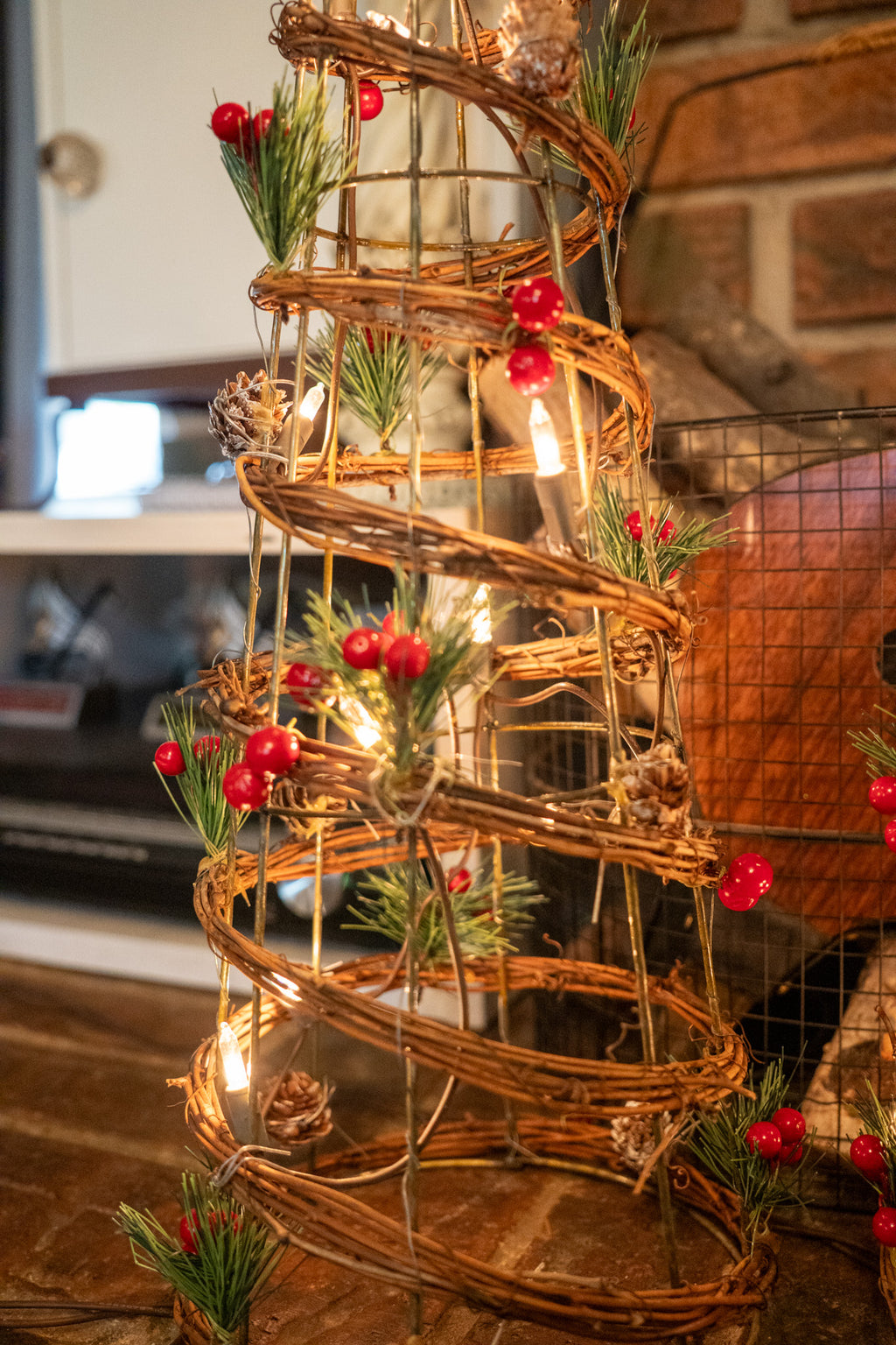 Rustic Light Up Christmas Tree Set