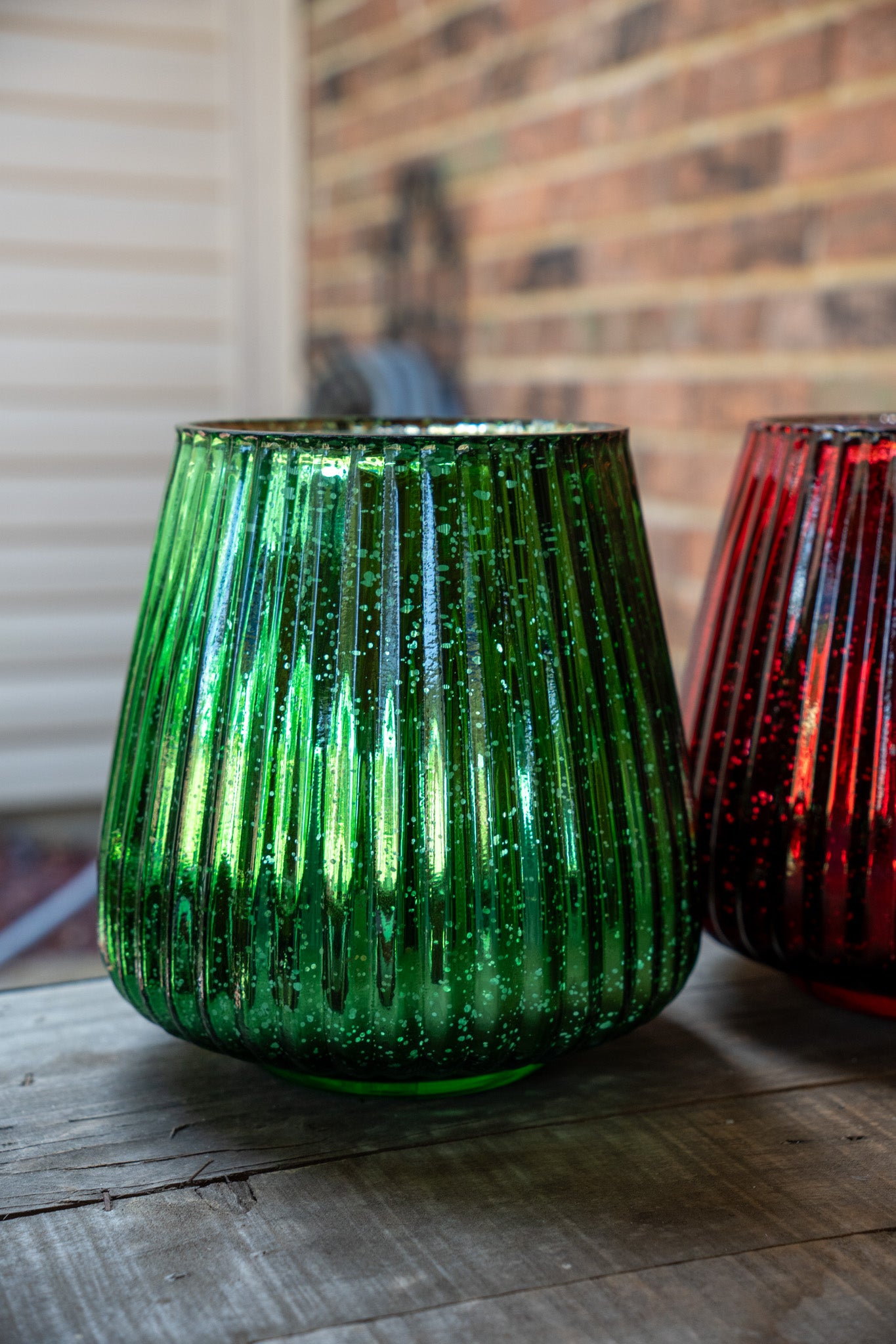 Green Shimmery Christmas Vase