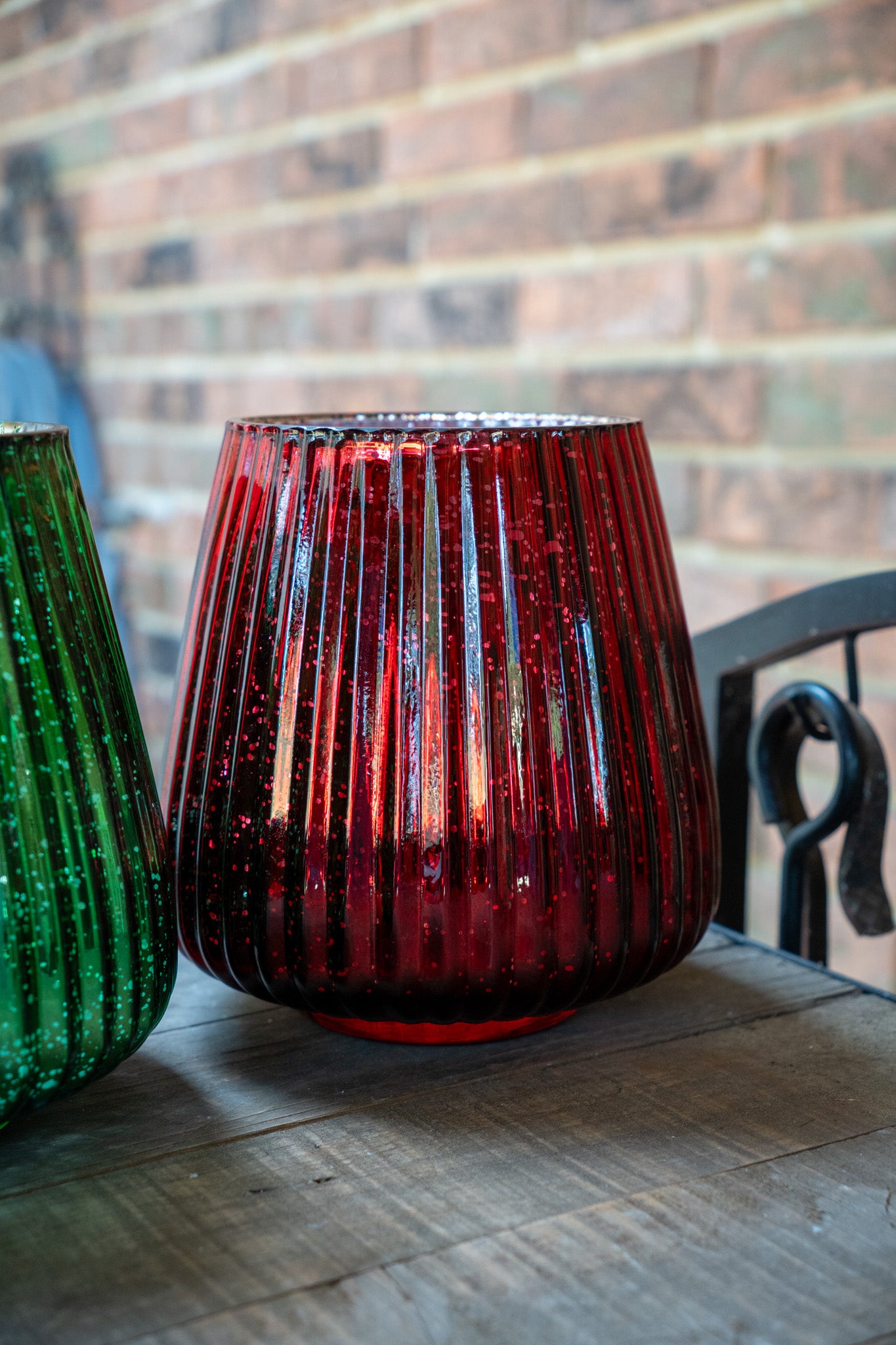 Red Shimmery Christmas Vase