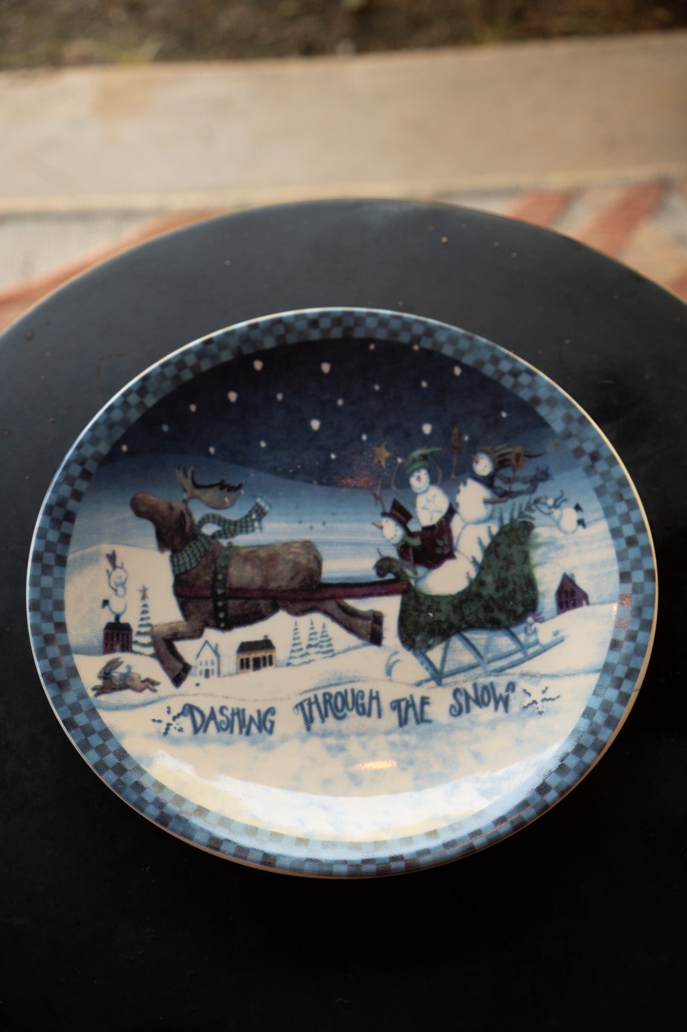 Vintage Snowman Plate Set — 4-Pc