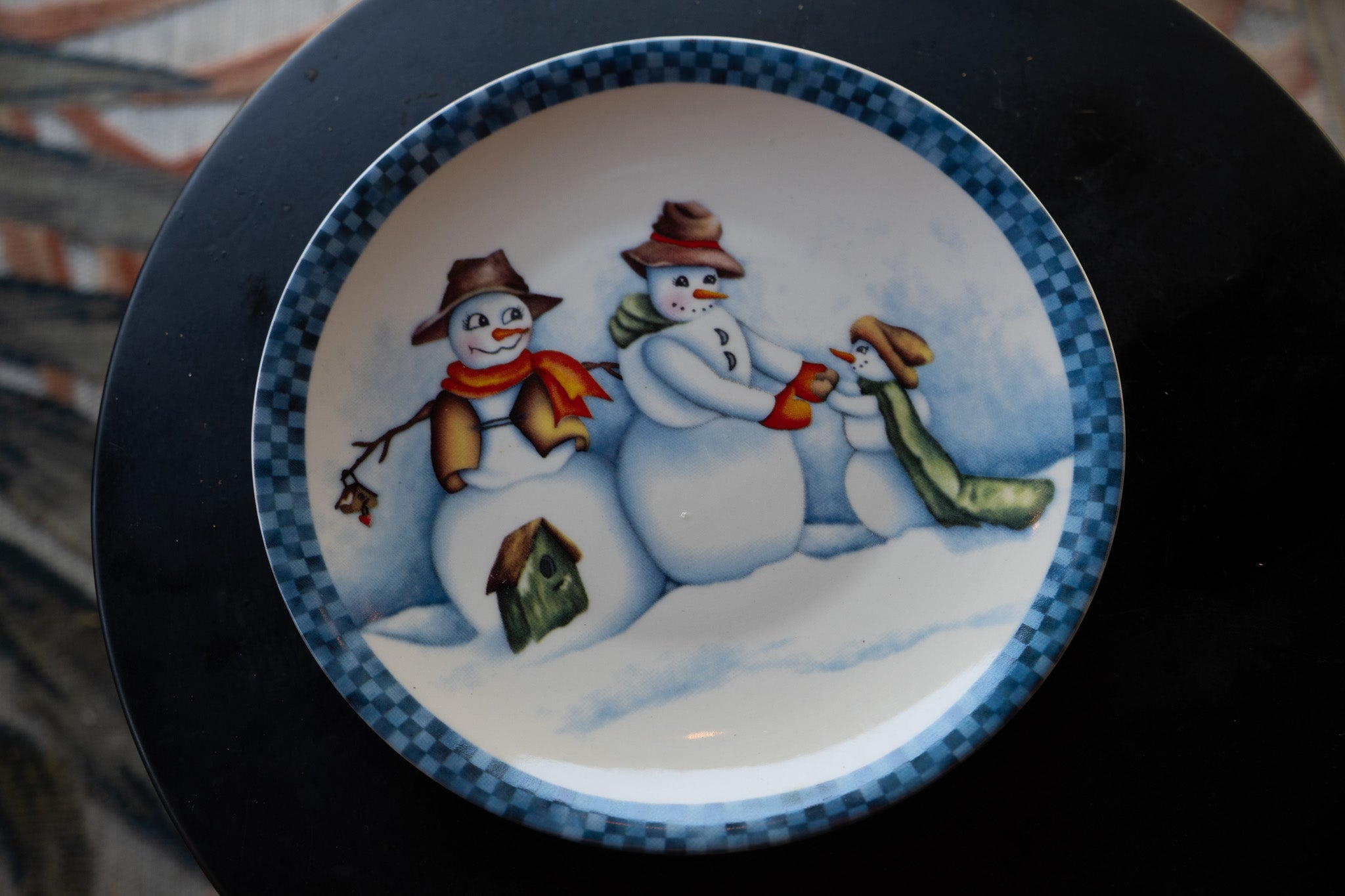 Vintage Snowman Plate Set — 4-Pc