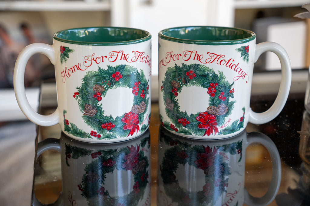 1989 "Potpourri Press" Christmas Mug Set — 2-Pc