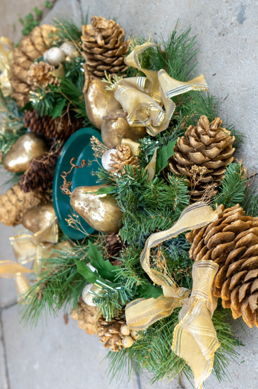 Greenery & Gold Centerpiece Candle Holder