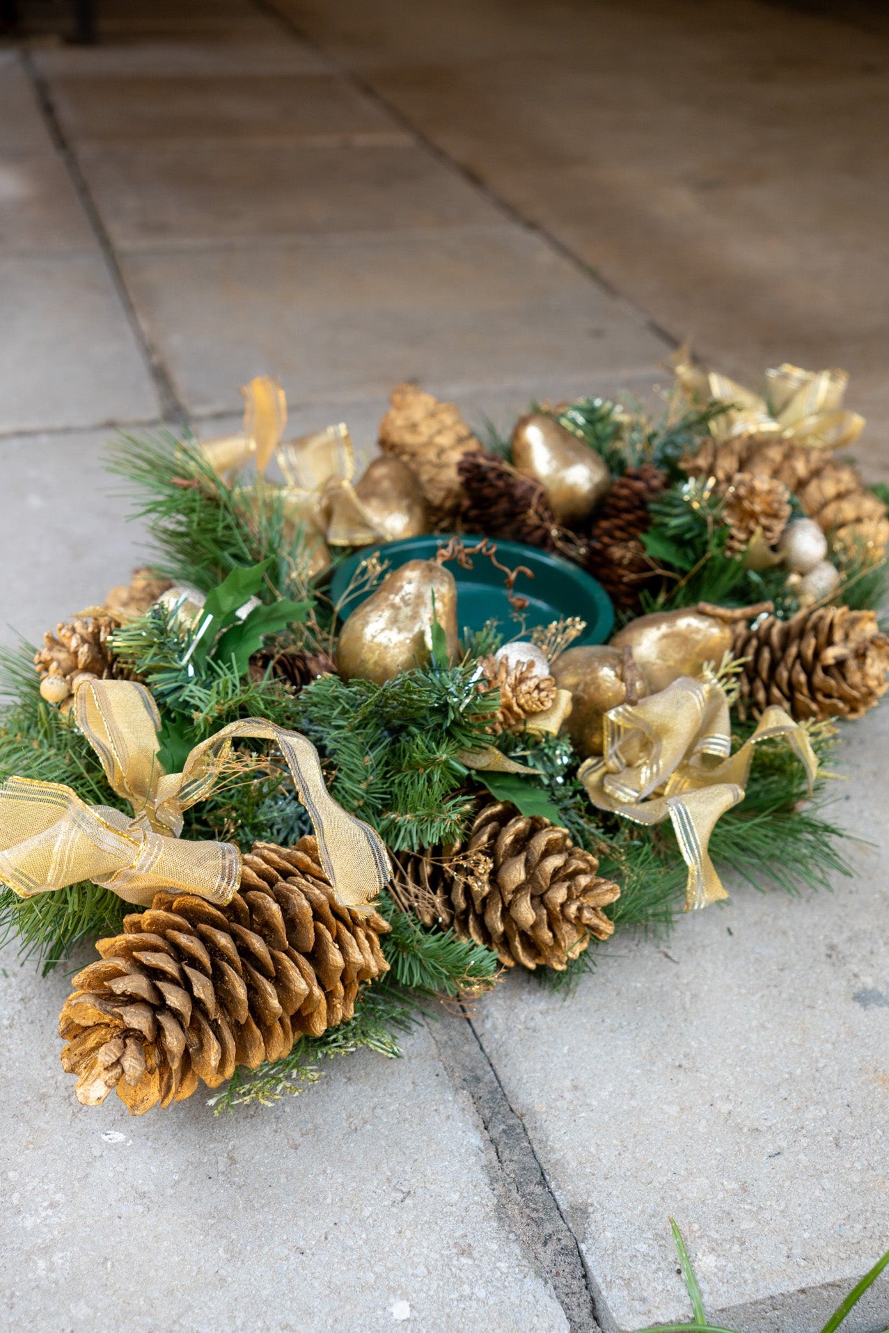 Greenery & Gold Centerpiece Candle Holder