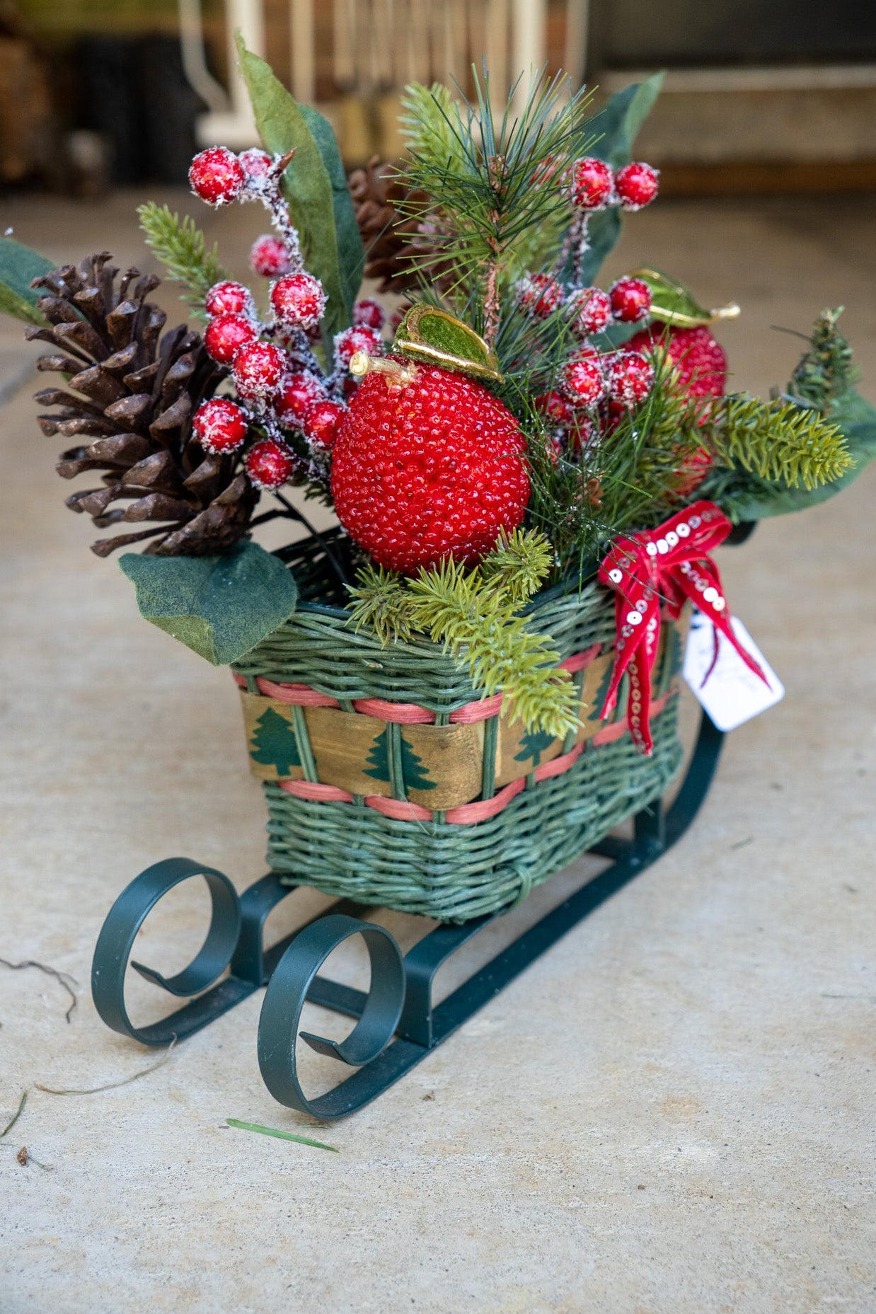 Christmas Arrangement in Vintage Sleigh