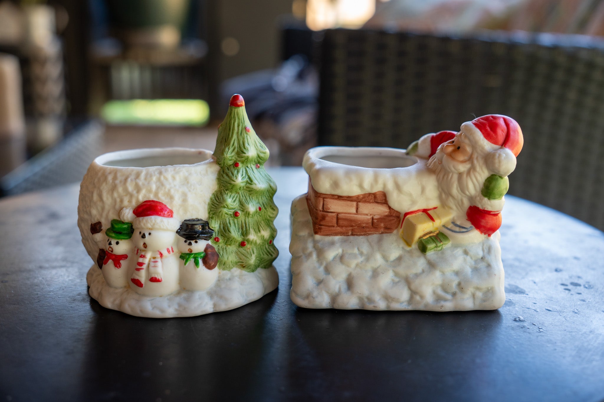 Vintage Christmas Candle Holder Set