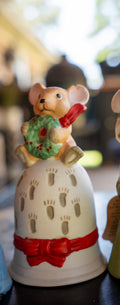 Vintage Ceramic Christmas Mouse Bell
