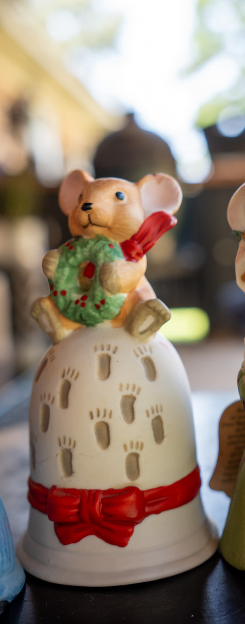 Vintage Ceramic Christmas Mouse Bell