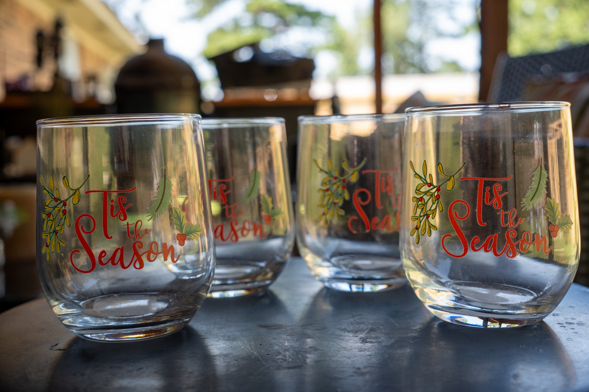 'Tis the Season' Stemless Wine glasses — 4-Pc Set