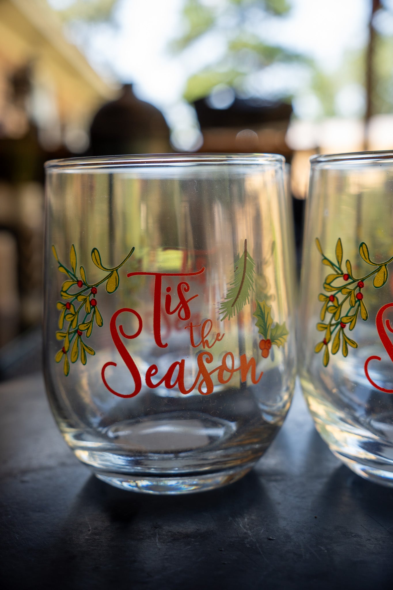 'Tis the Season' Stemless Wine glasses — 4-Pc Set