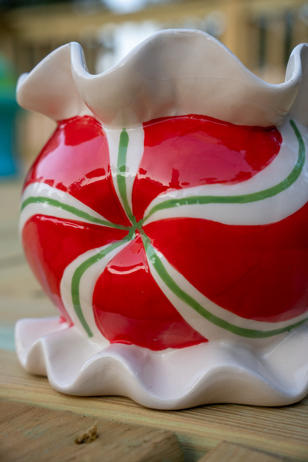 Burton & Burton Christmas Ceramic Peppermint Planter