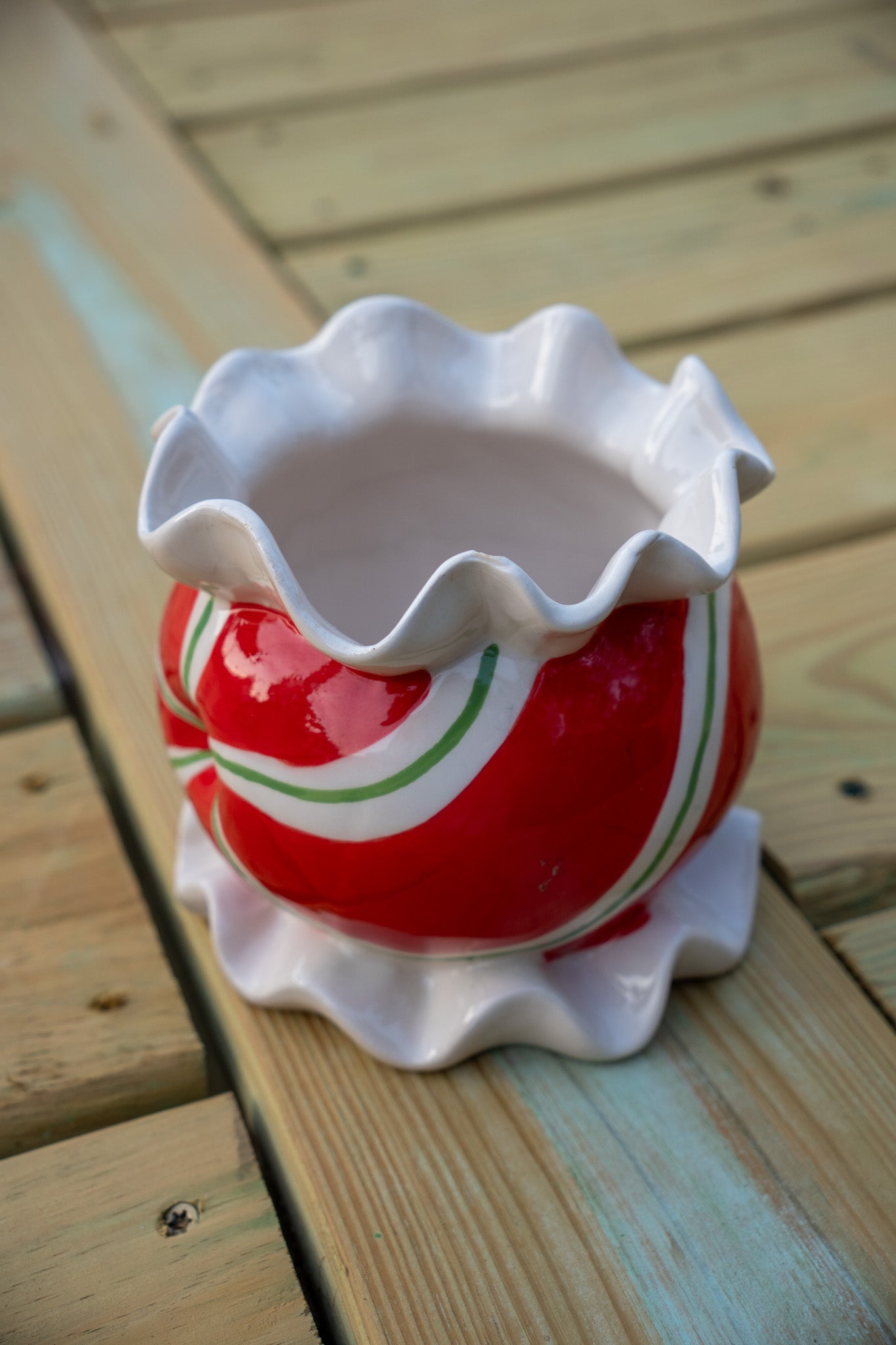 Burton & Burton Christmas Ceramic Peppermint Planter