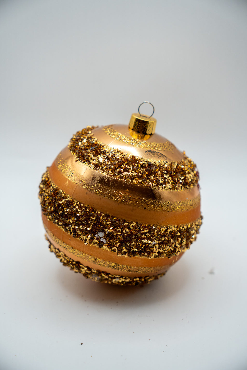 Christmas Ball Ornaments — Glitter Flocked- 6 Pc. Set