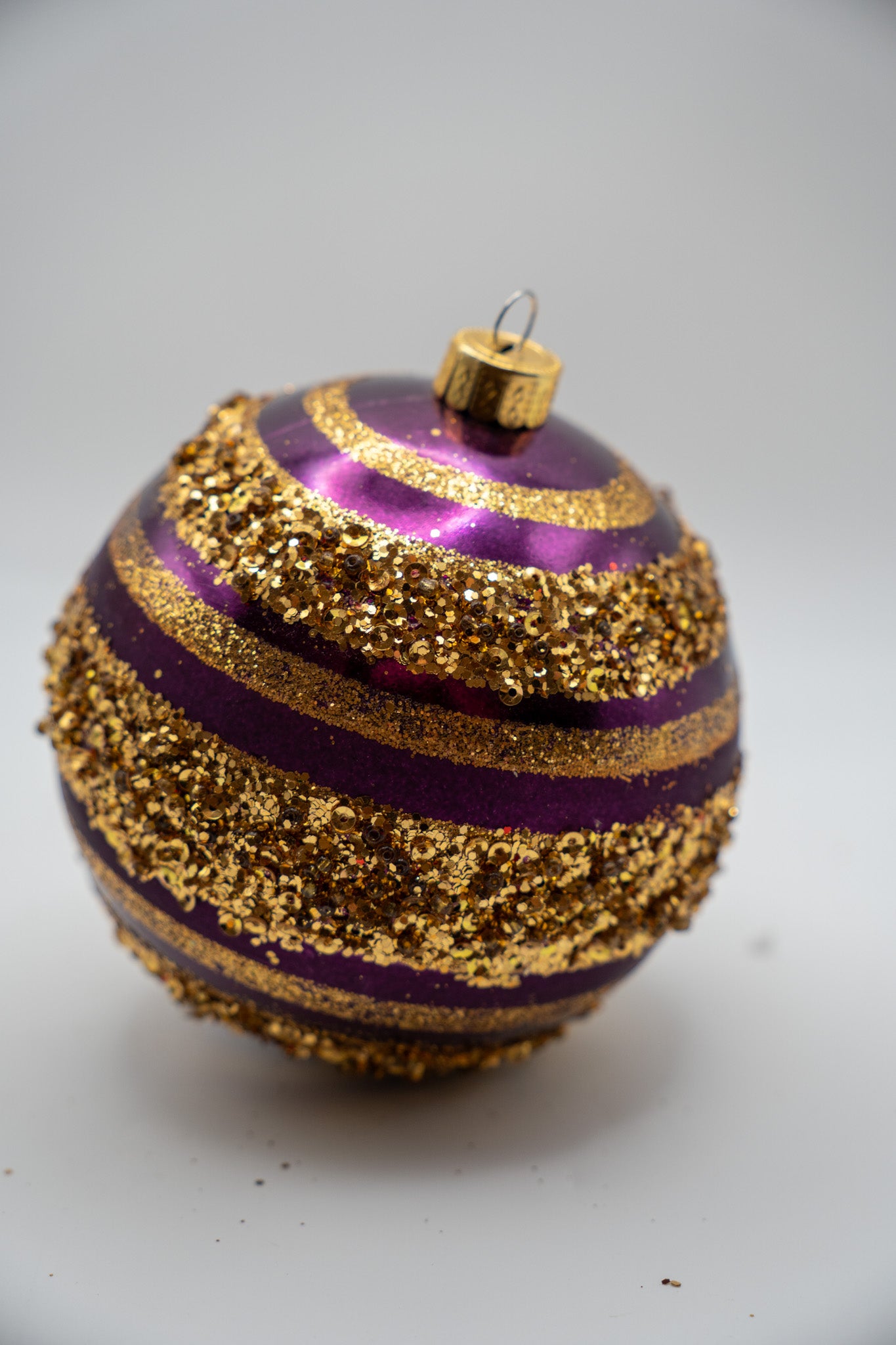 Christmas Ball Ornaments — Glitter Flocked- 6 Pc. Set