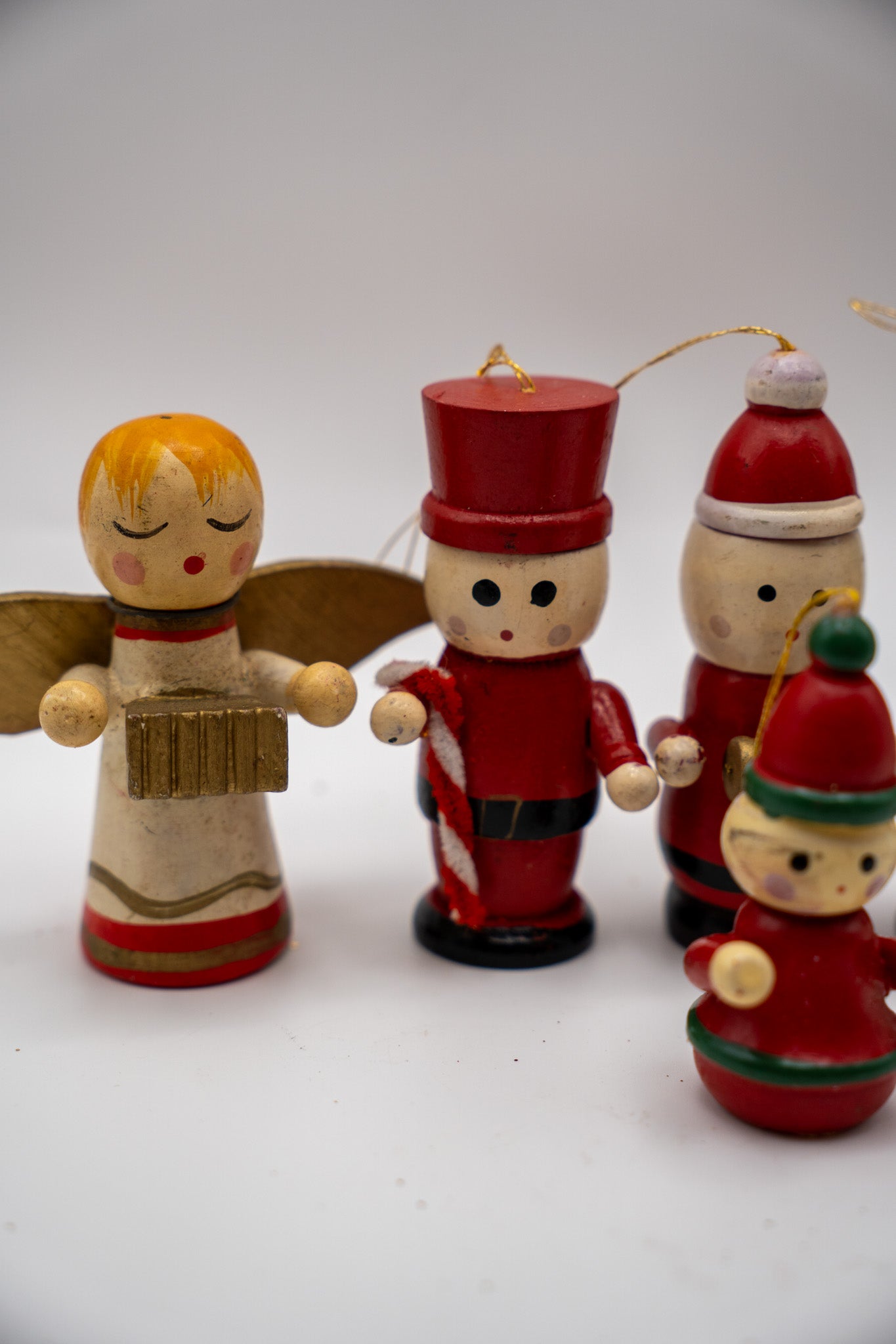 Wooden Vintage Christmas Figurines — 6-Pc Set