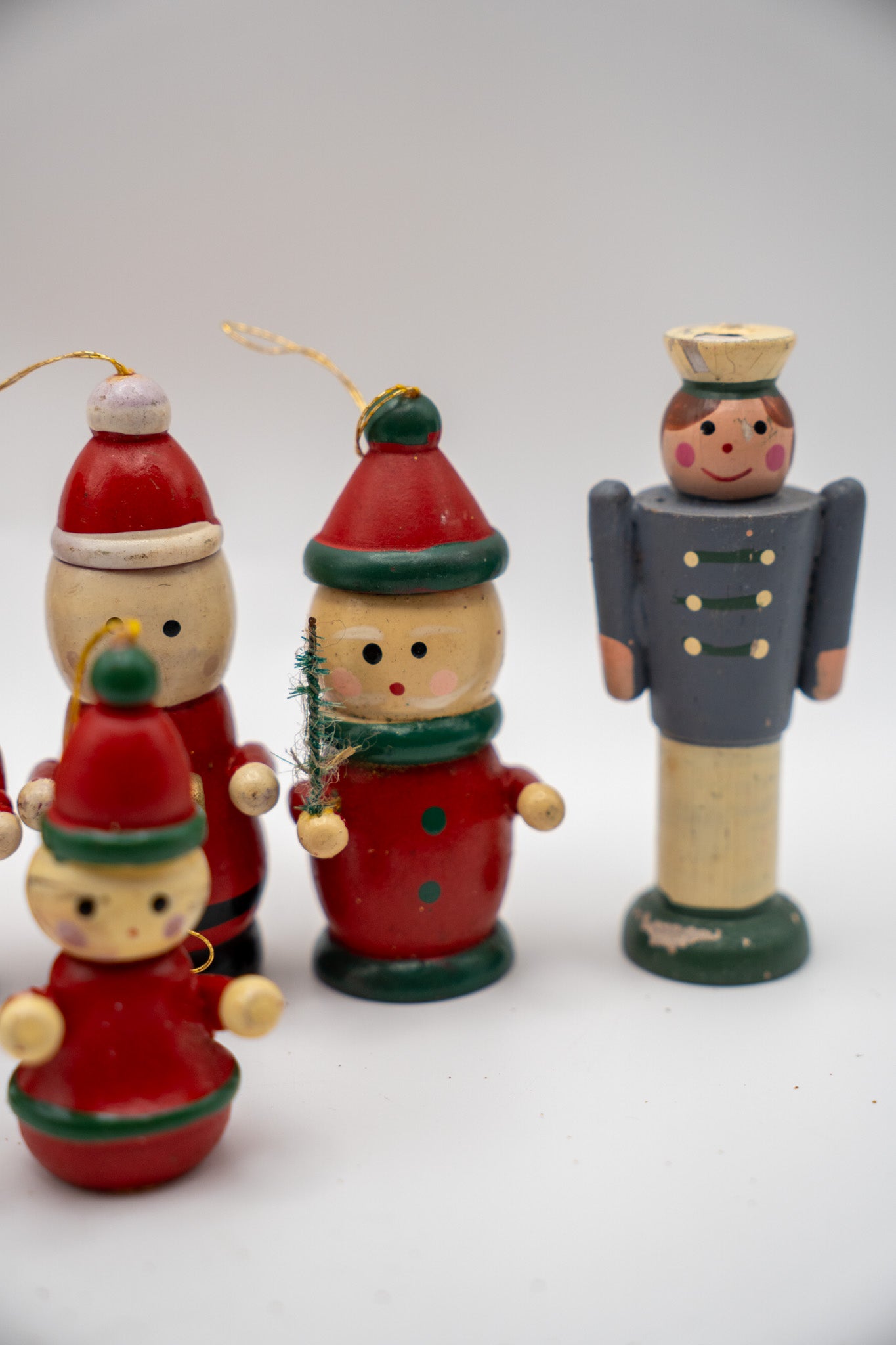 Wooden Vintage Christmas Figurines — 6-Pc Set