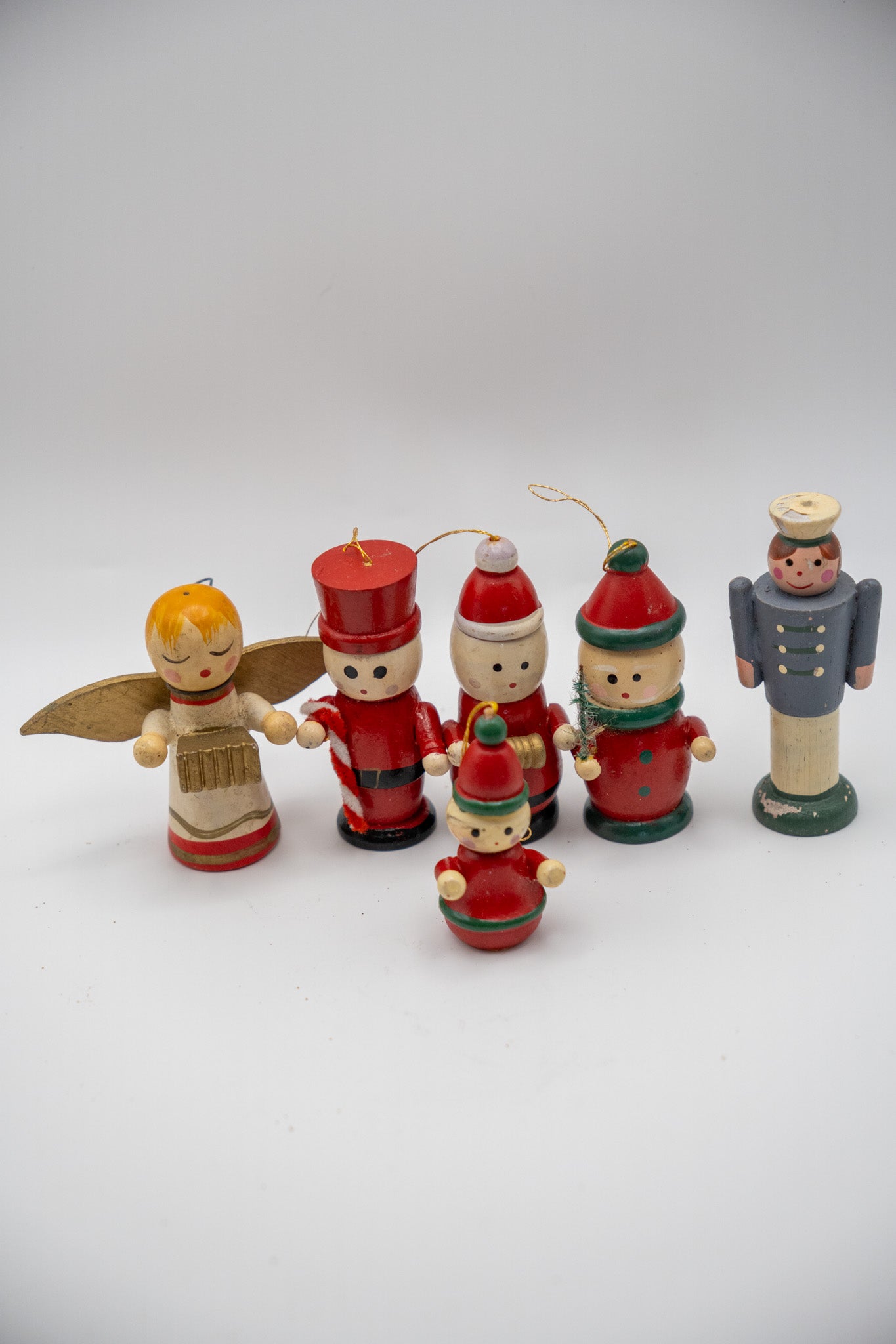 Wooden Vintage Christmas Figurines — 6-Pc Set