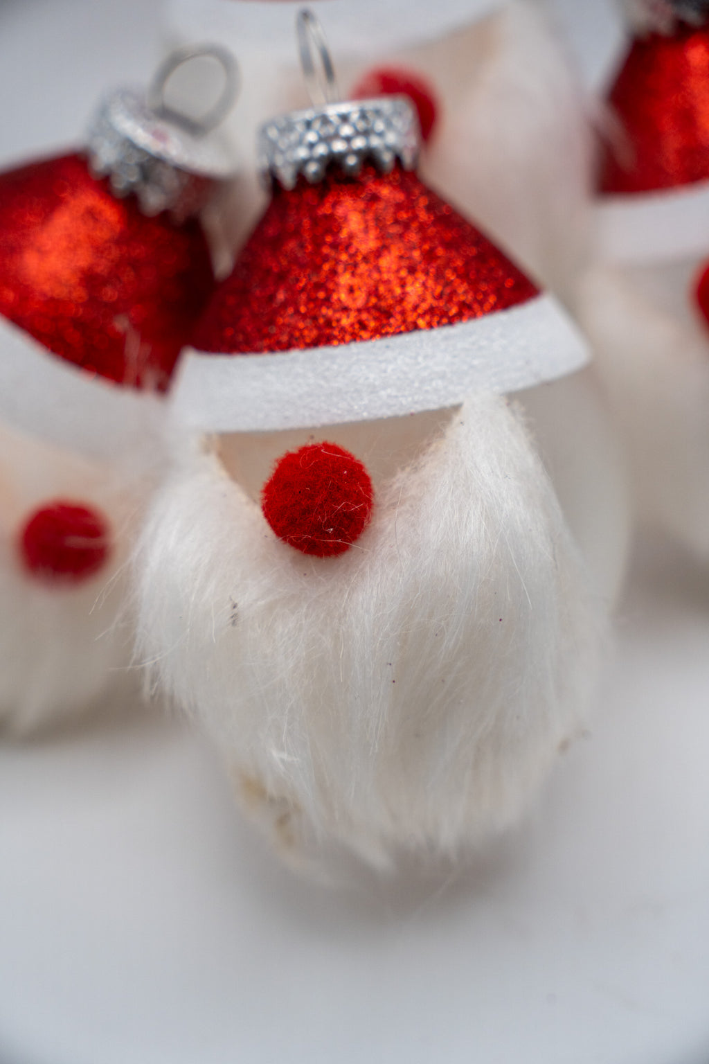 Clear Glass Santa Ornaments 4-Pc.