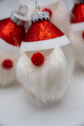 Clear Glass Santa Ornaments 4-Pc.