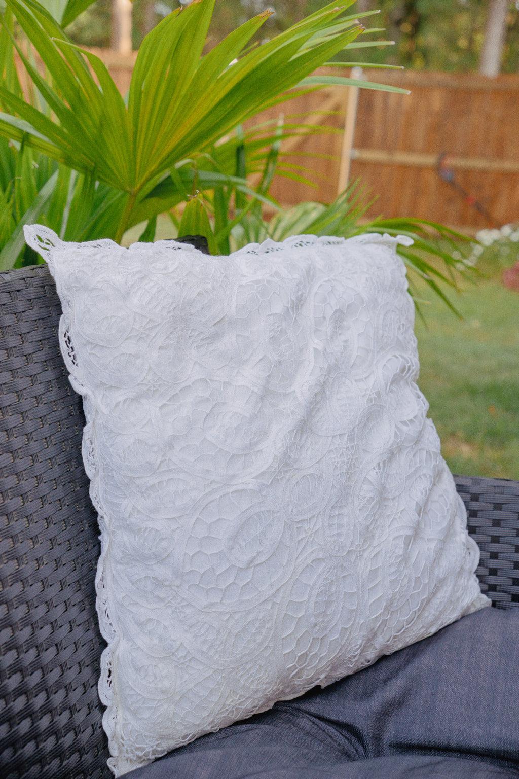 White Lace Throw Pillow