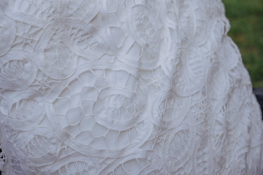 White Lace Throw Pillow