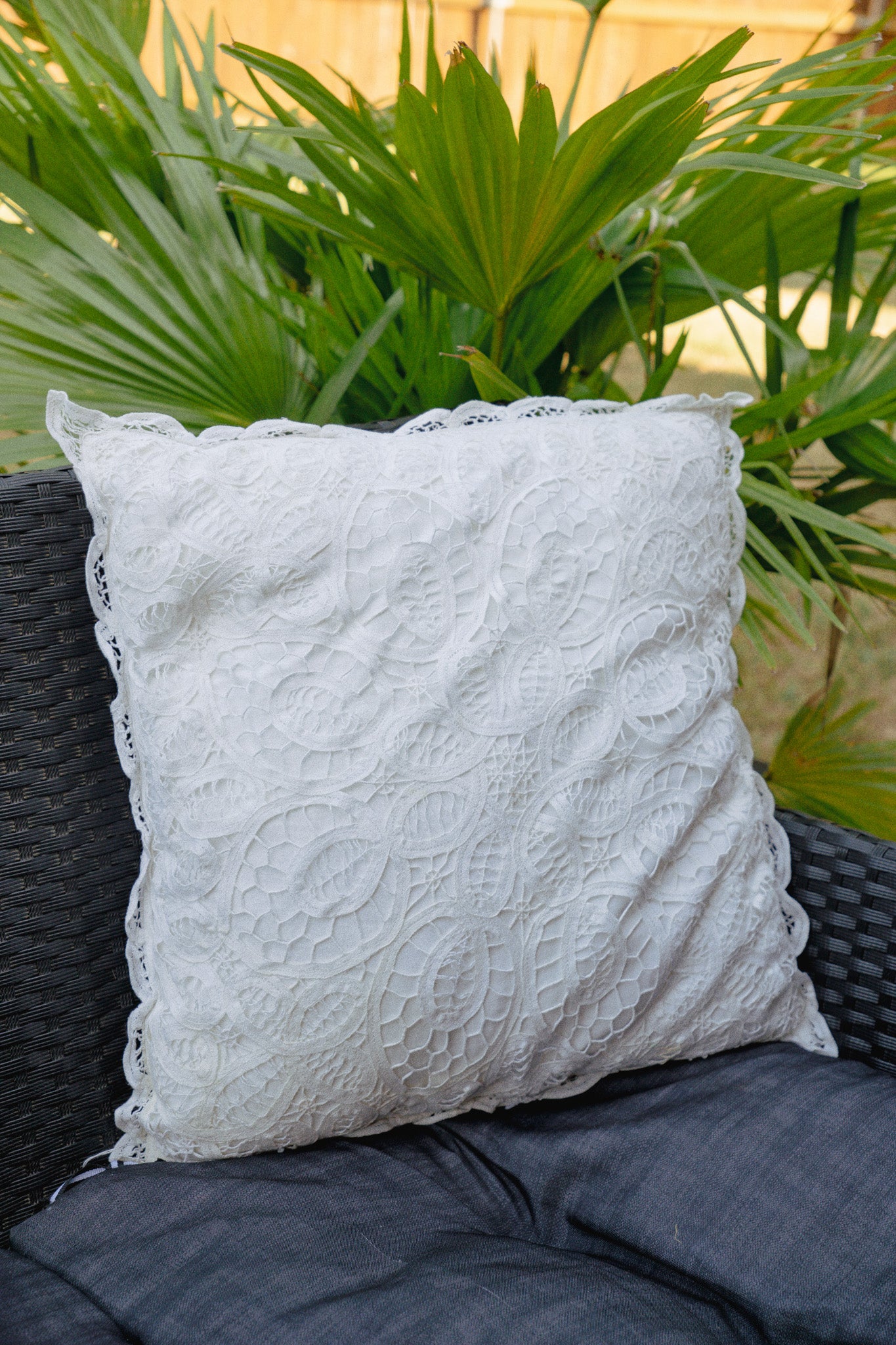 White Lace Throw Pillow