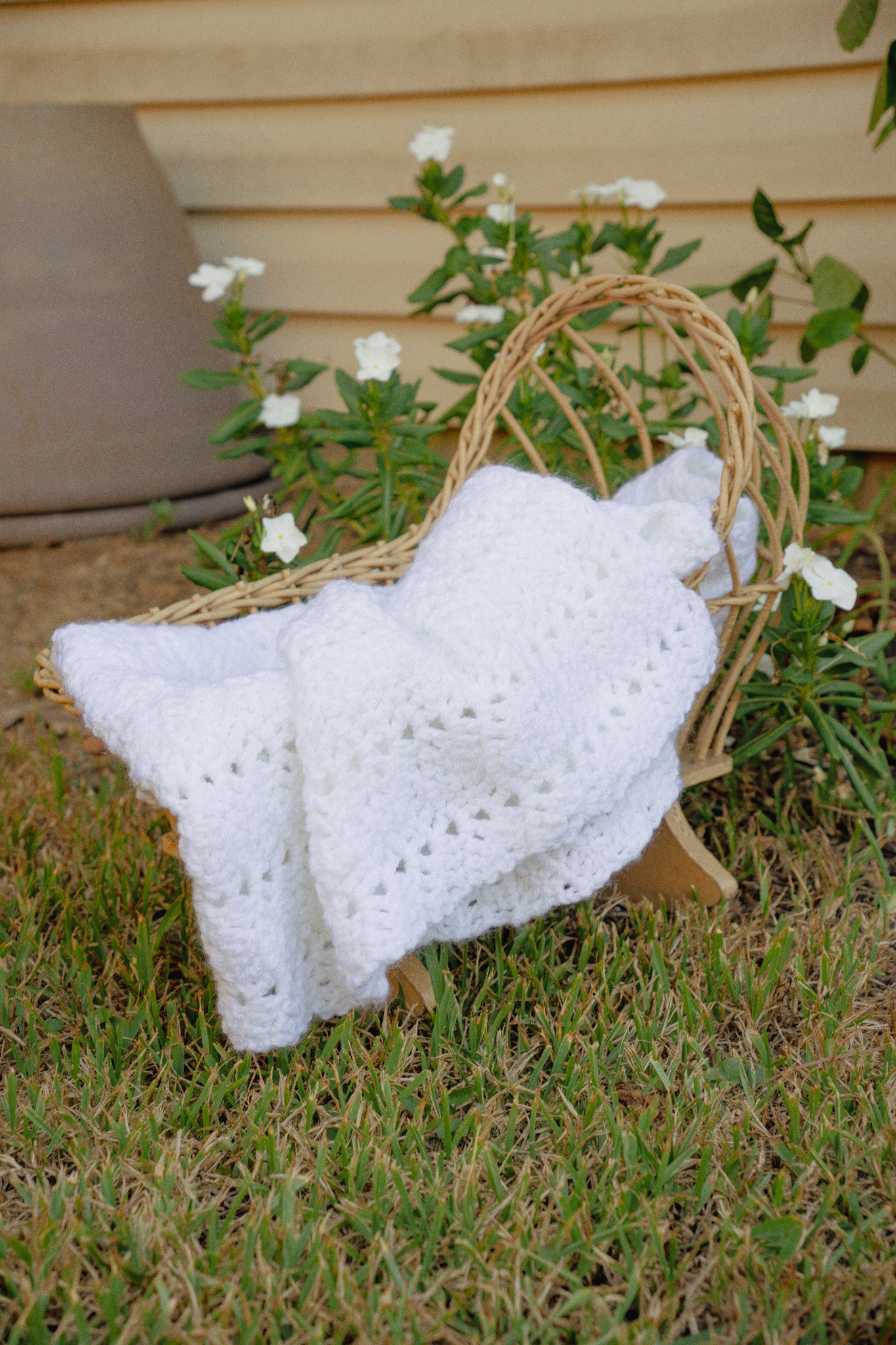 Crochet White Baby Blanket