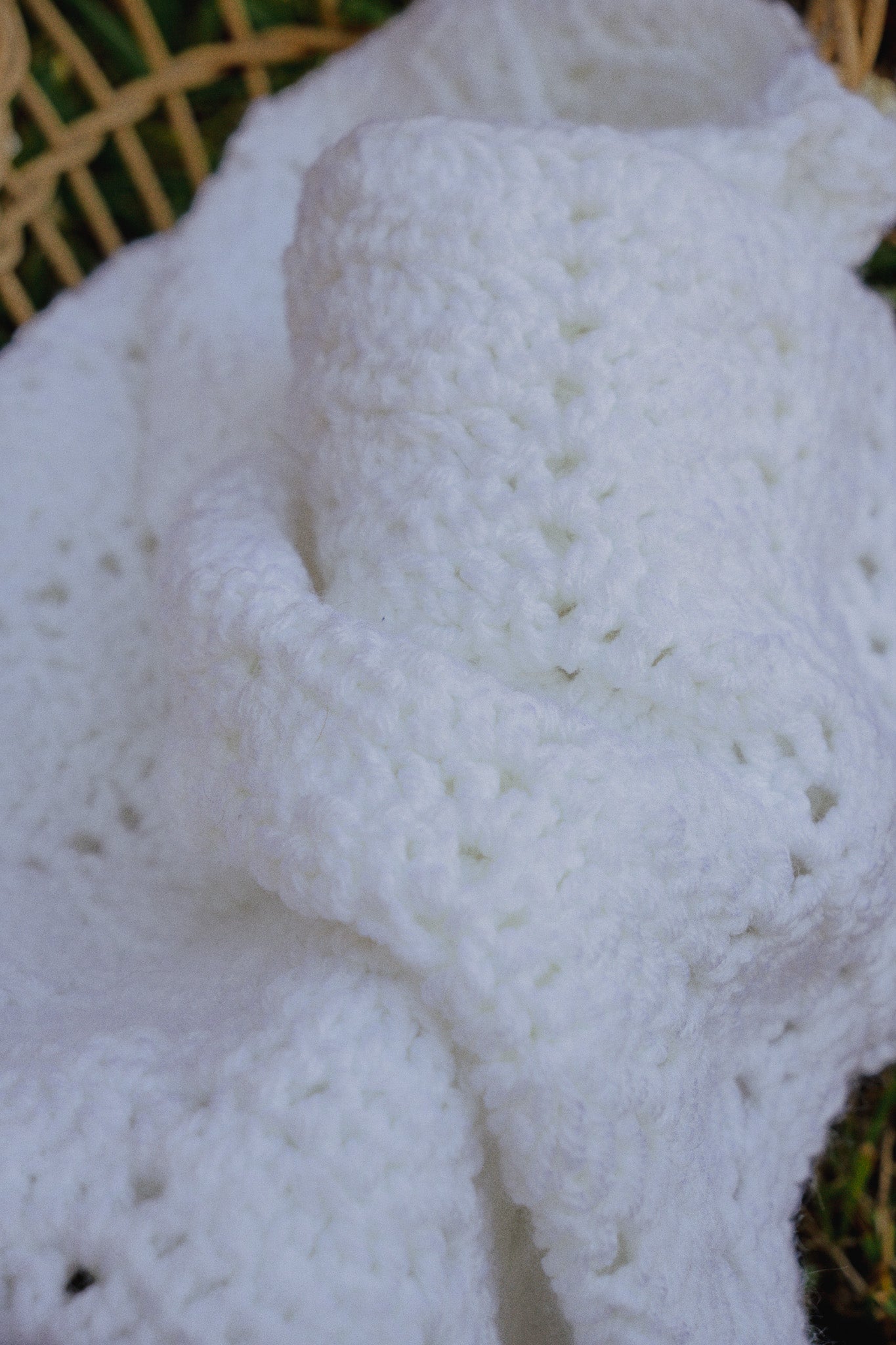 Crochet White Baby Blanket