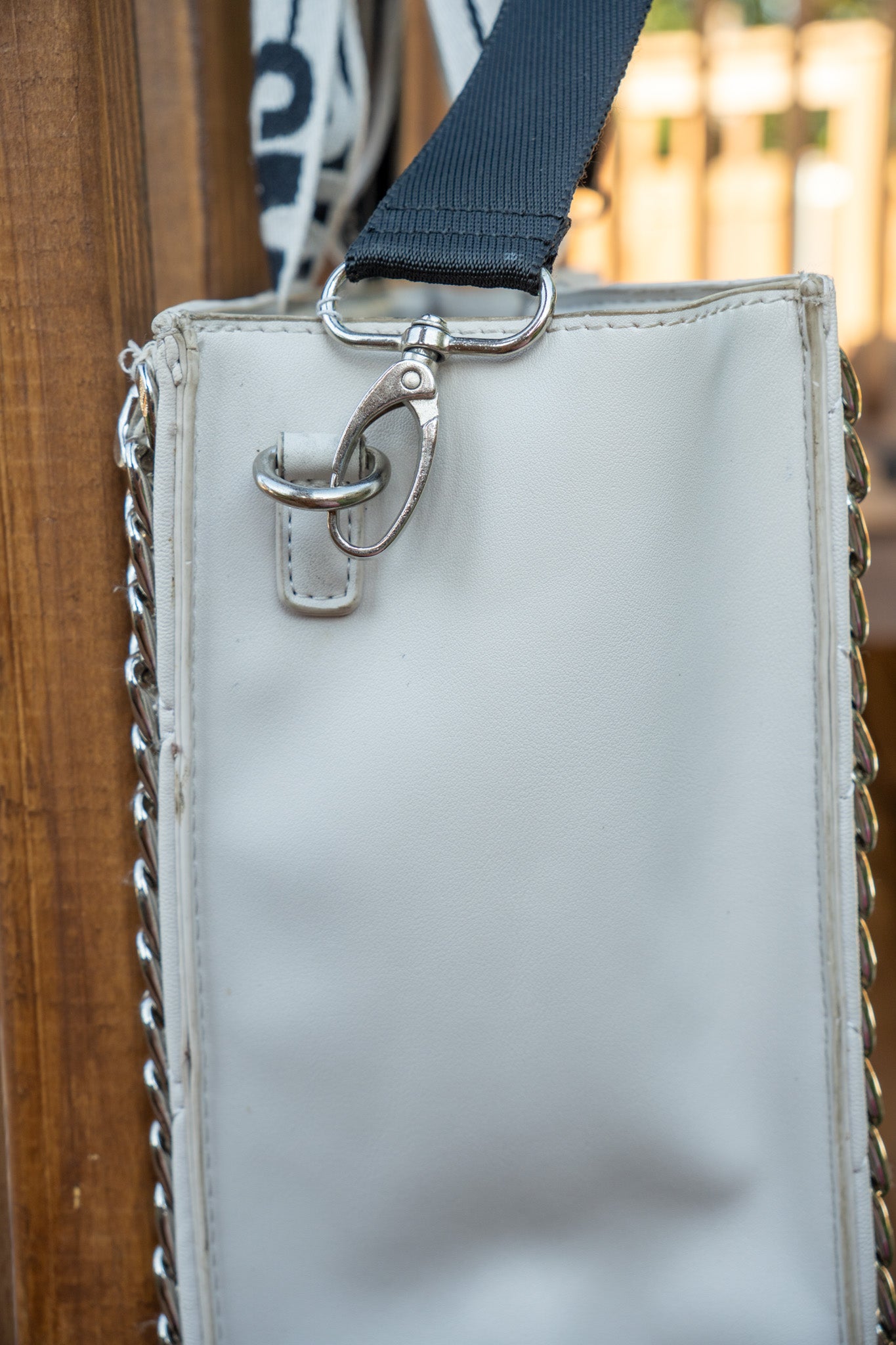 Steve Madden White Faux Leather Quilted Bag