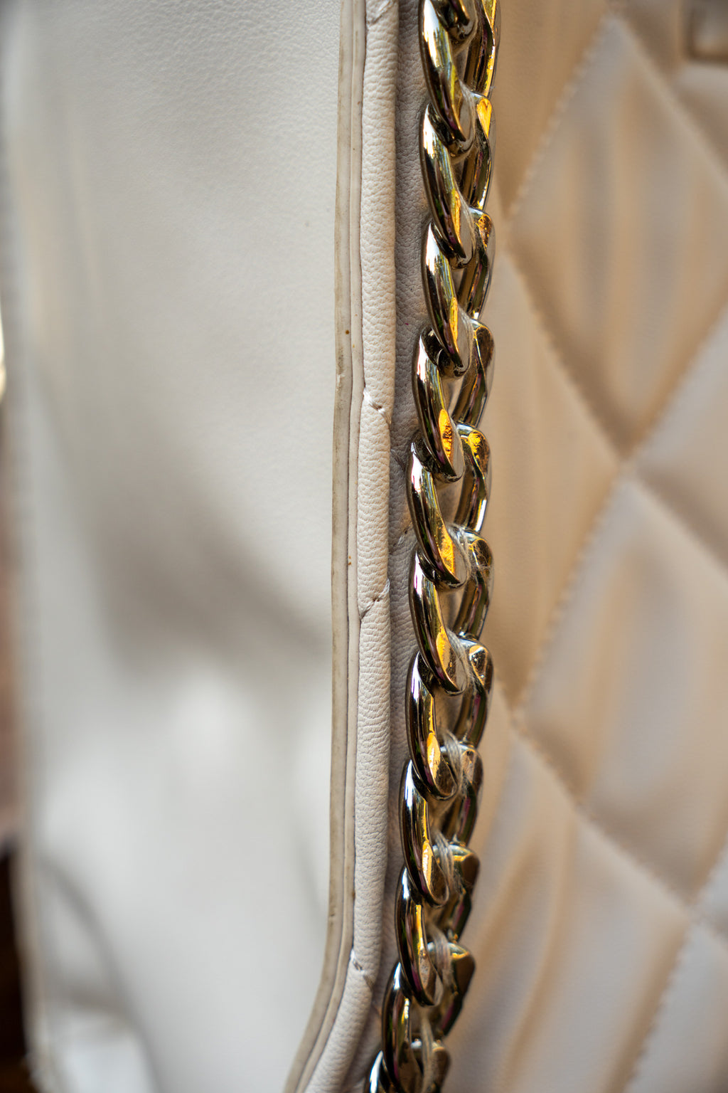 Steve Madden White Faux Leather Quilted Bag
