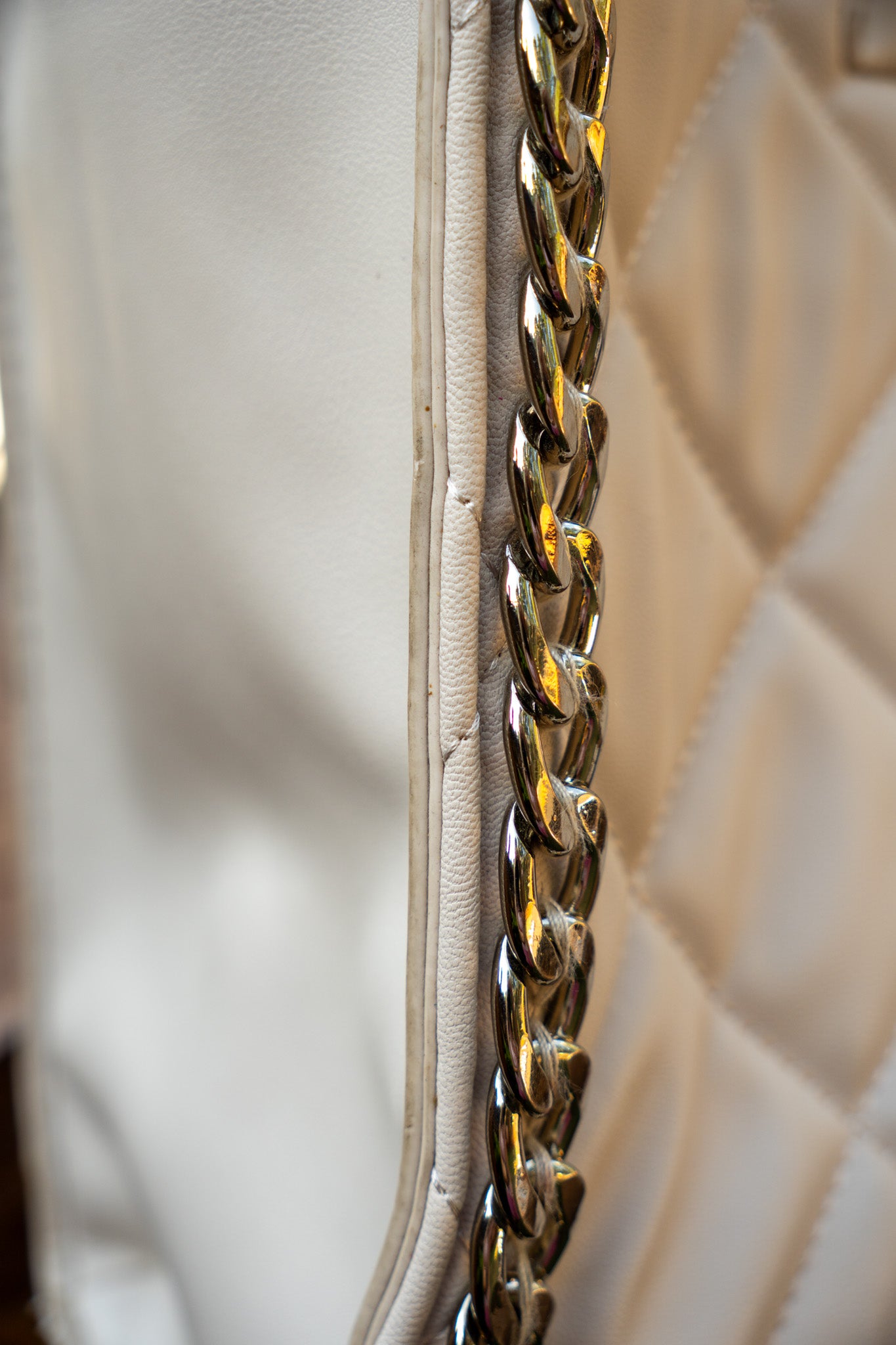 Steve Madden White Faux Leather Quilted Bag