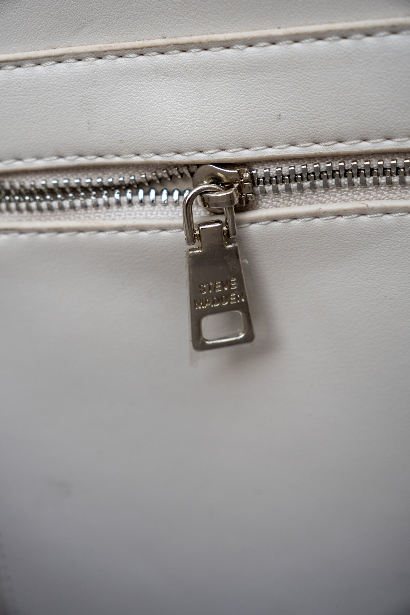 Steve Madden White Faux Leather Quilted Bag