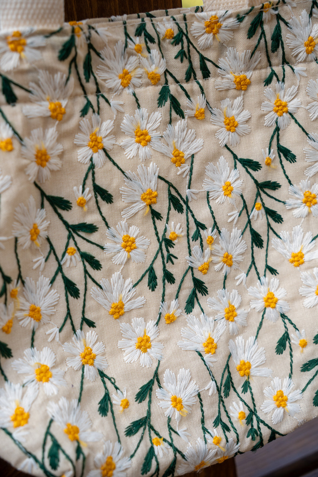 Small Tote Bag with Embroidered Flowers — "Pleasant Time"