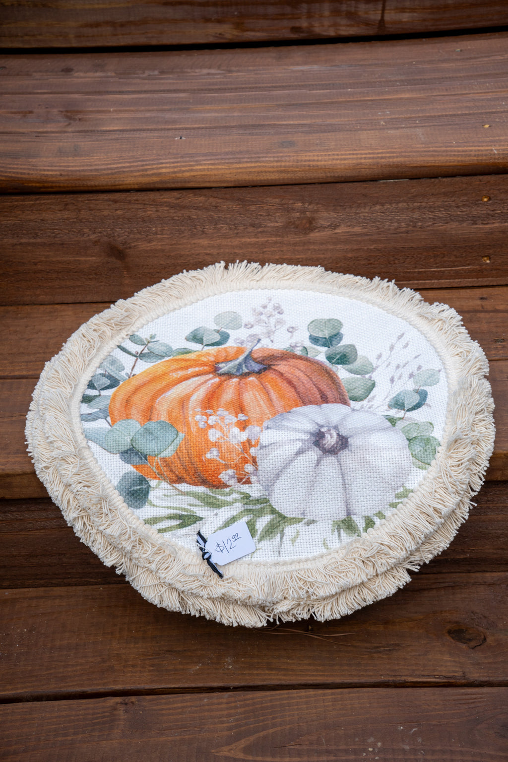 4 Pc. Round Pumpkin Placemats with Fringe