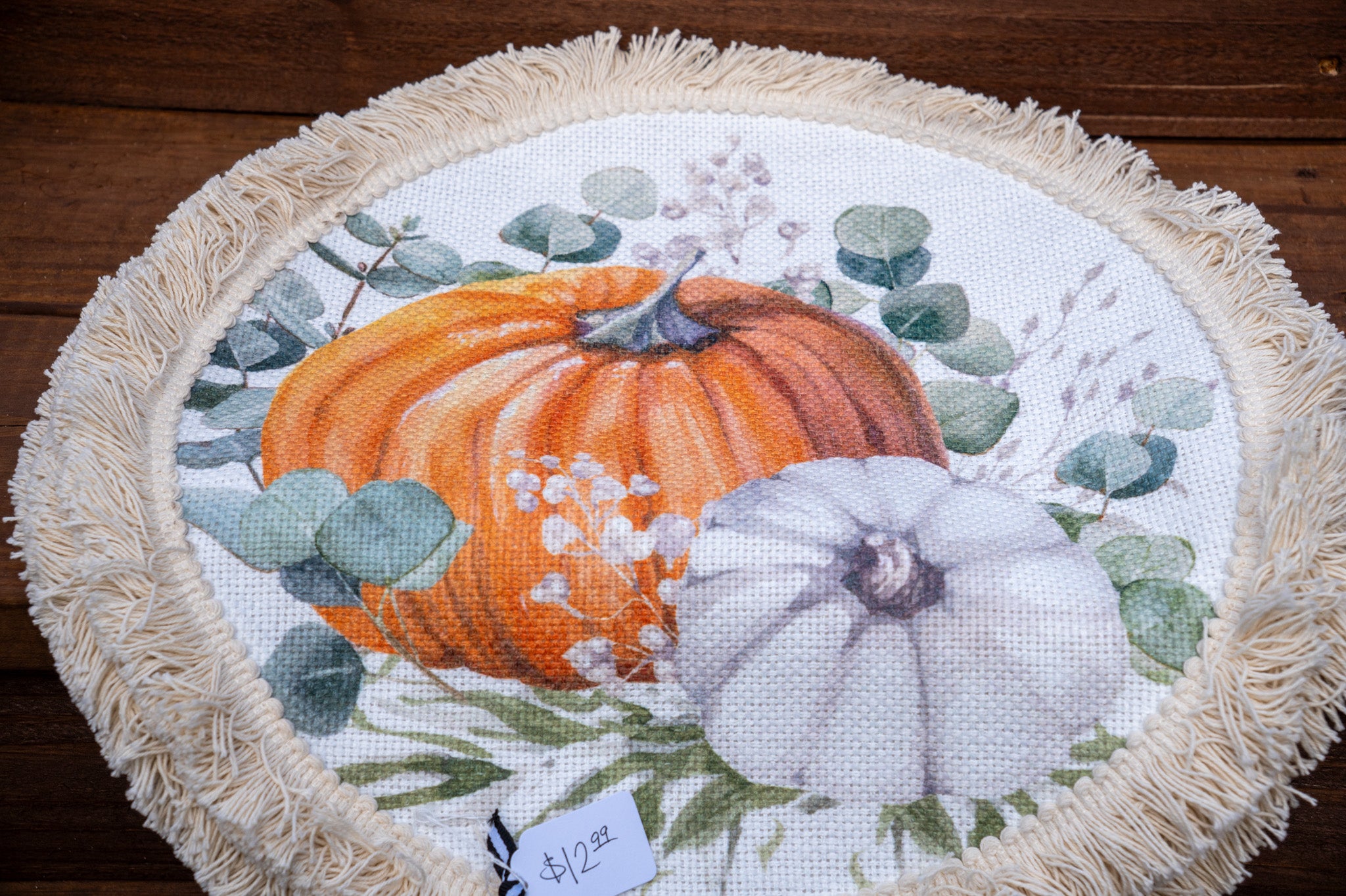 4 Pc. Round Pumpkin Placemats with Fringe