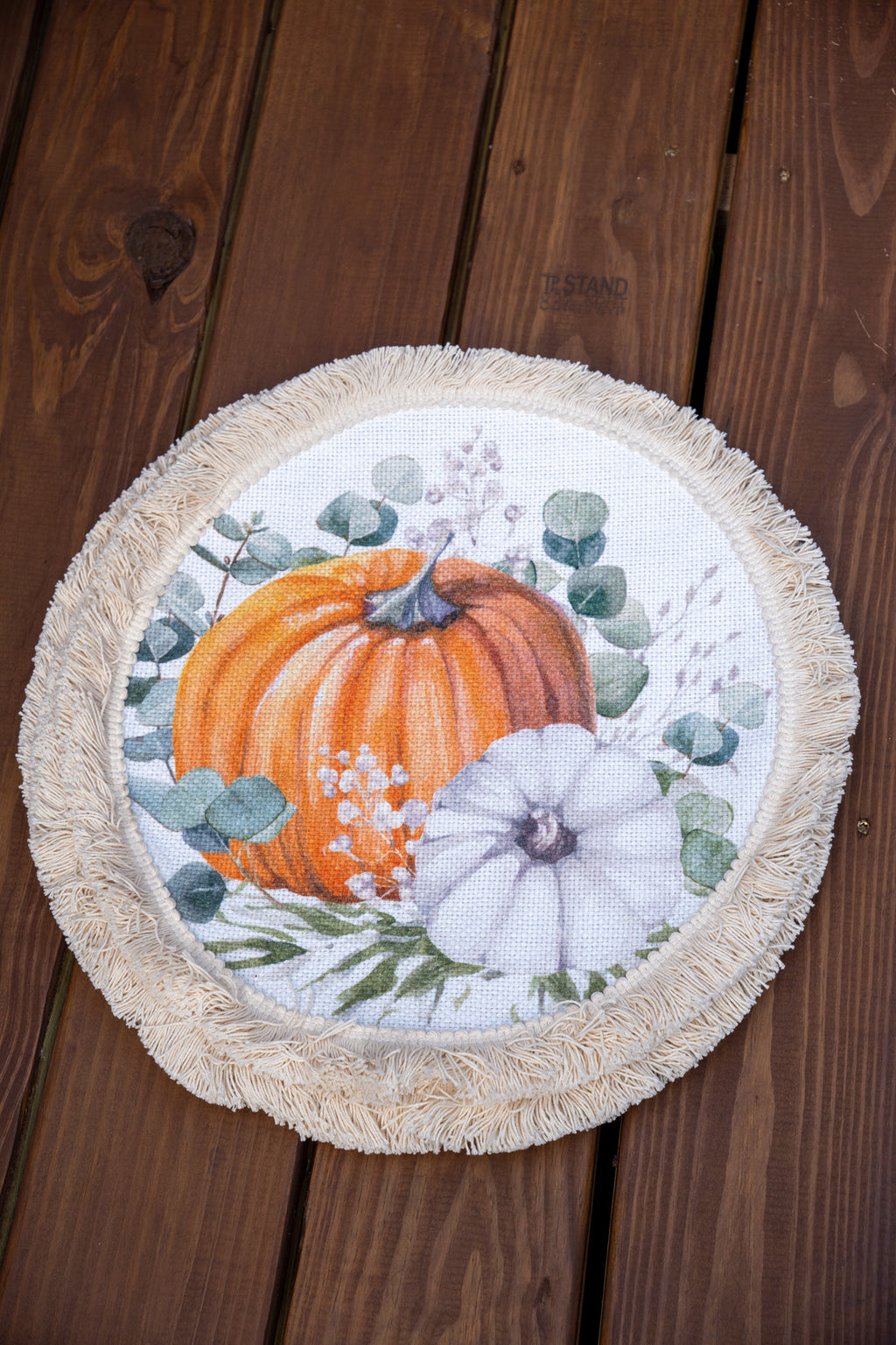 4 Pc. Round Pumpkin Placemats with Fringe